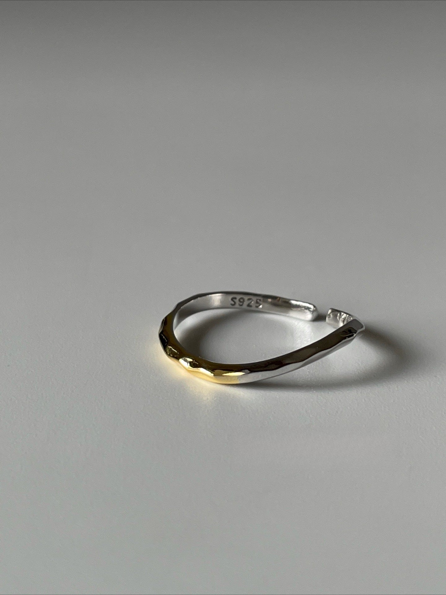 Gold and Silver Splicing Curve Ring
