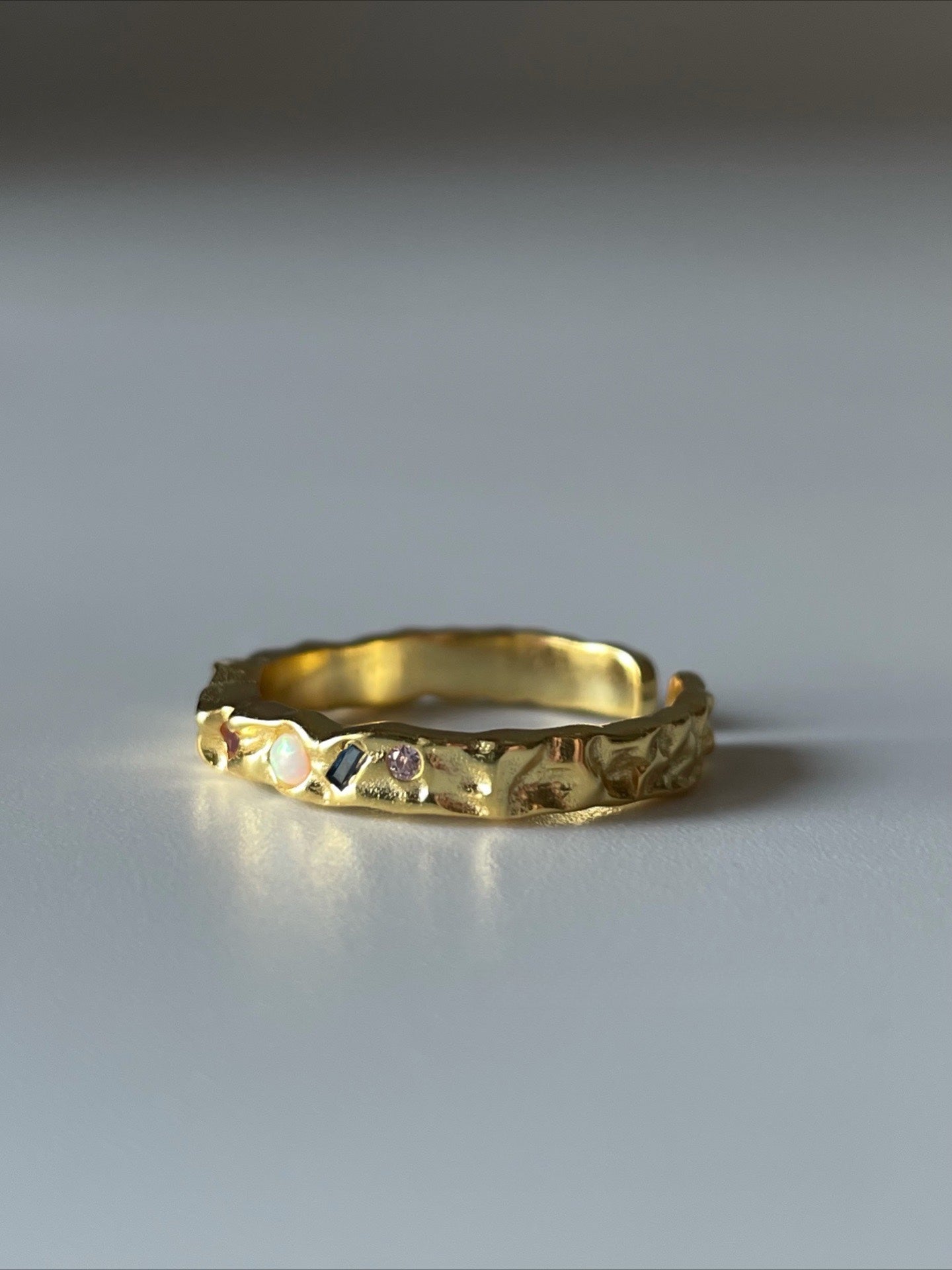 Gem Inlaid Silver Ring