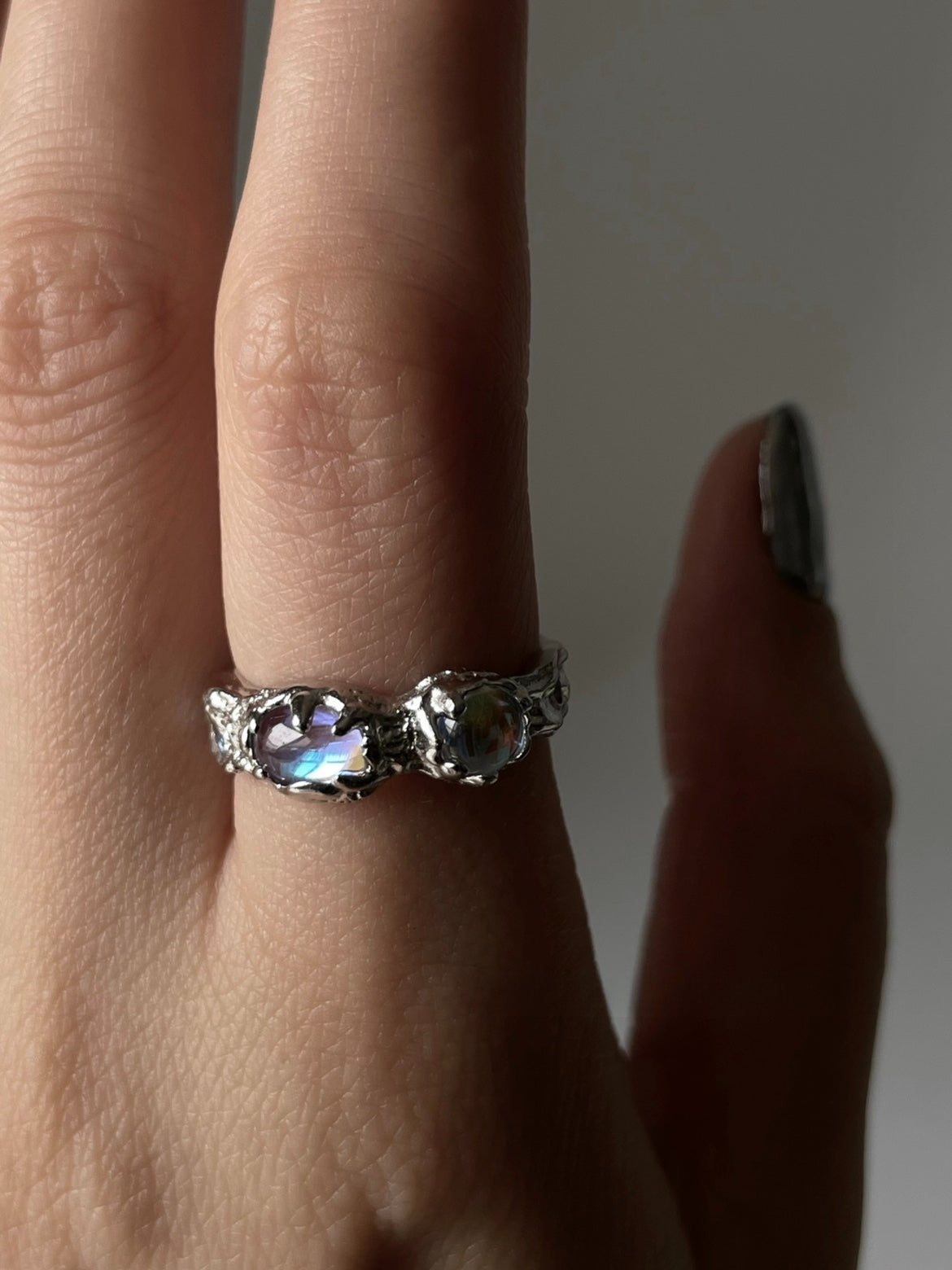 Lunar Gleam Embrace Silver Ring