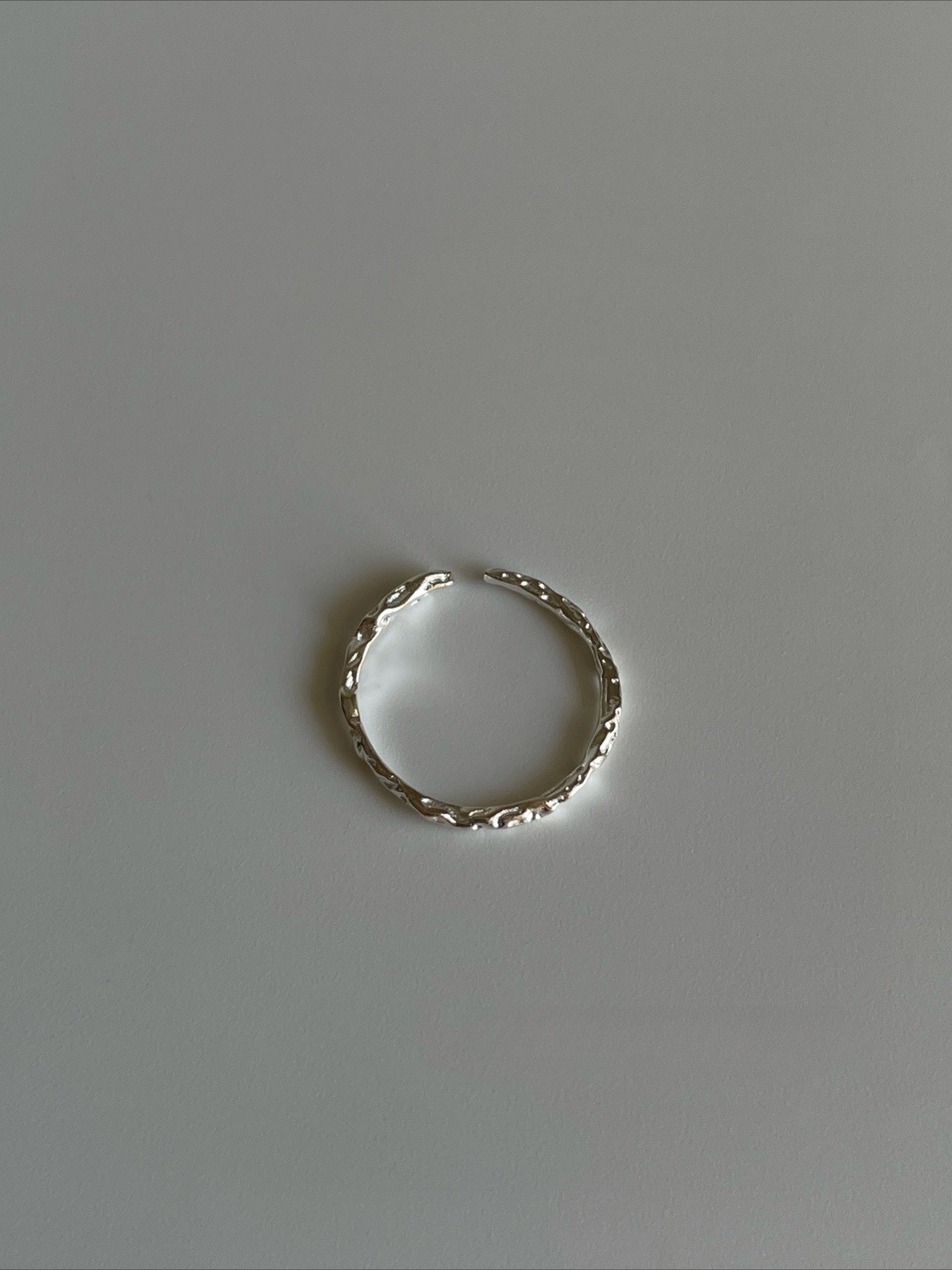 Crafted Textured Pure Silver Open Ring