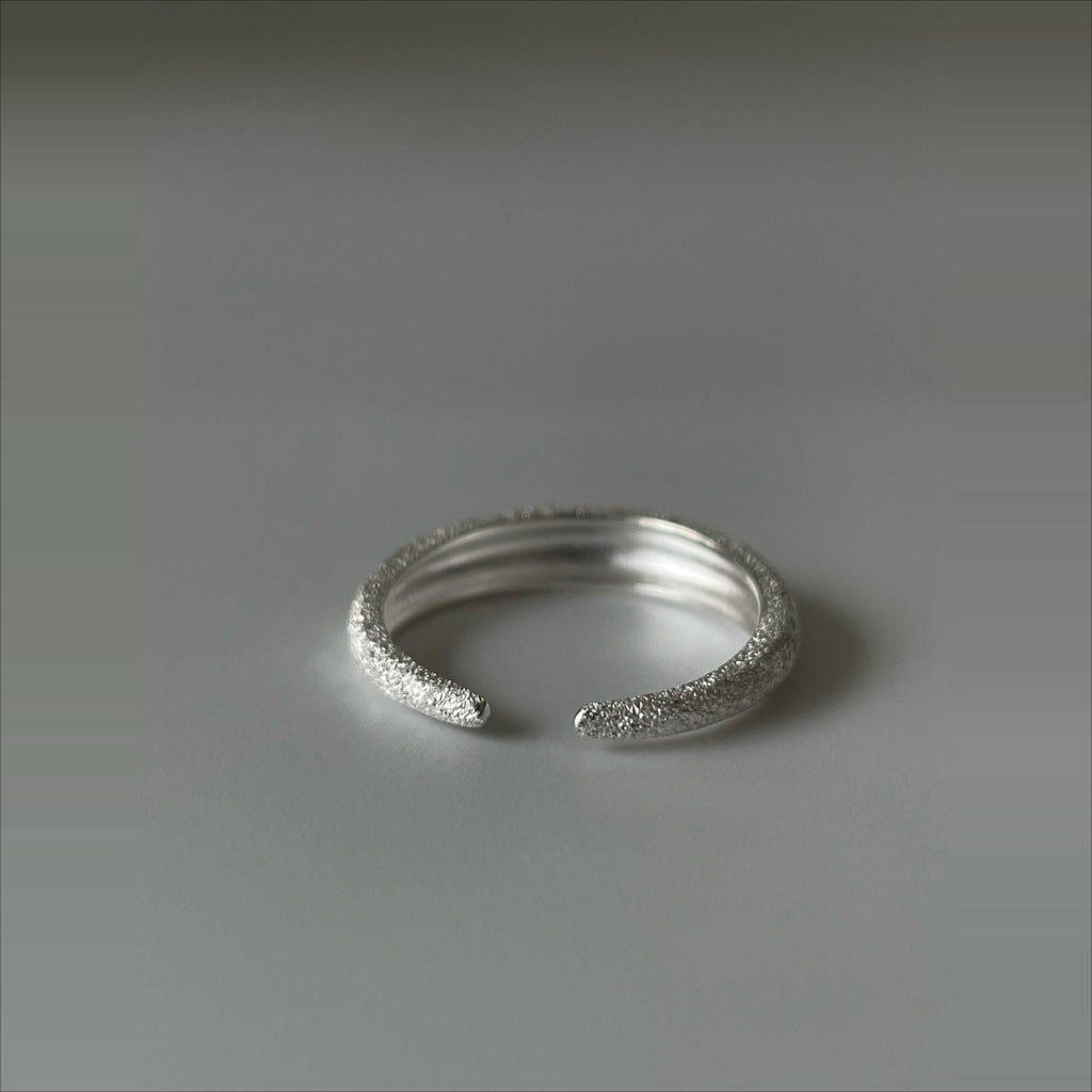 Moonlit Frost textured Silver Open Ring