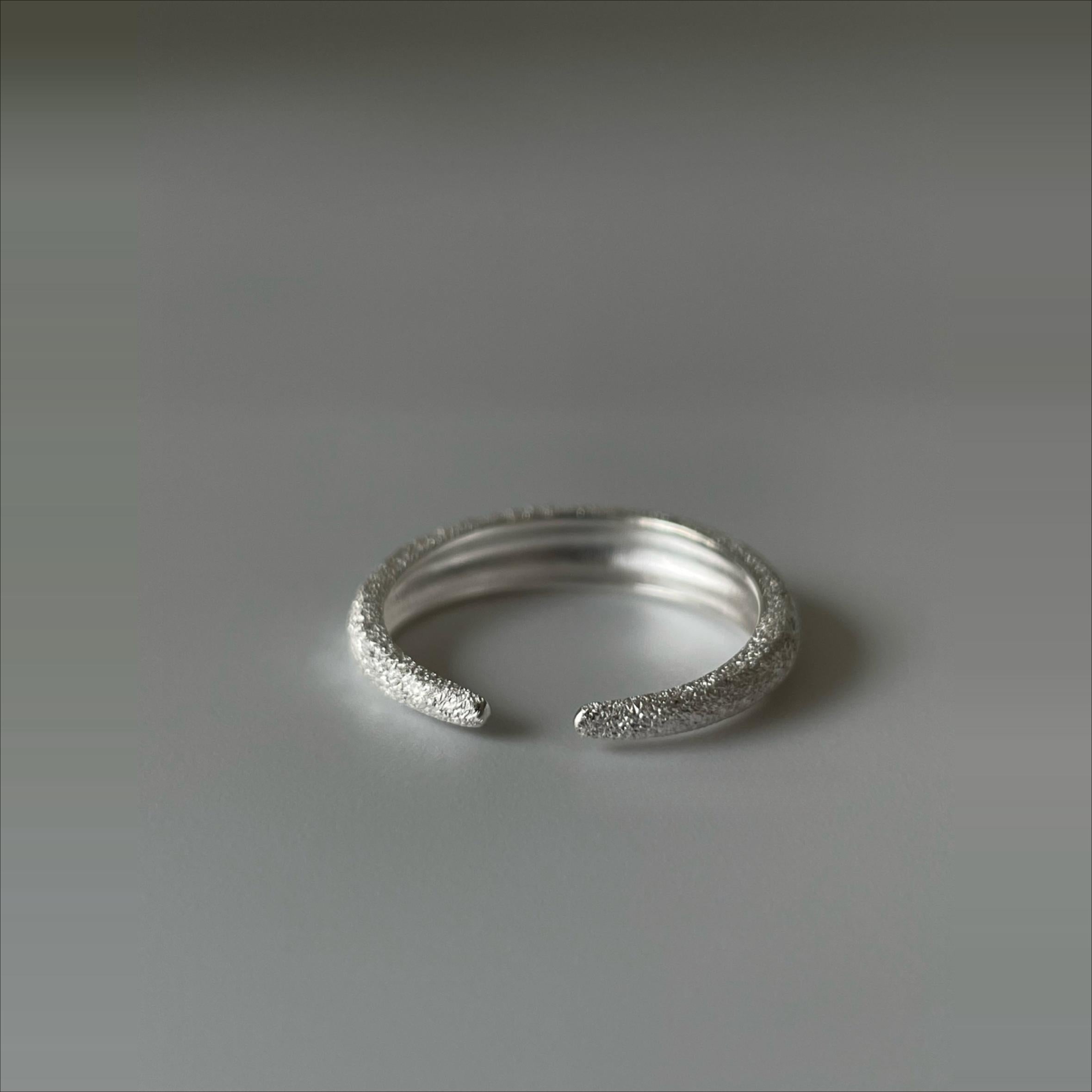 Moonlit Frost textured Silver Open Ring