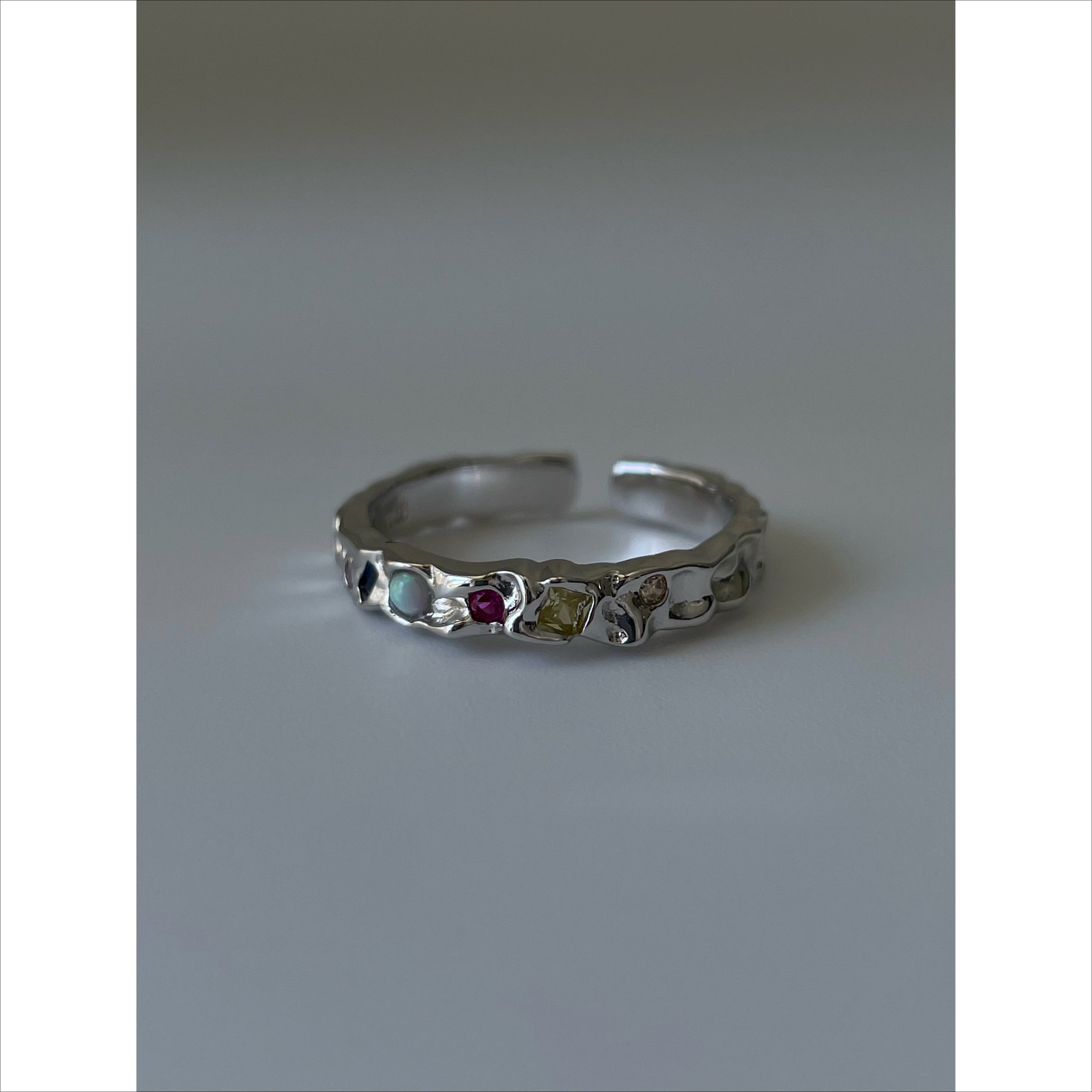Gem Inlaid Silver Ring