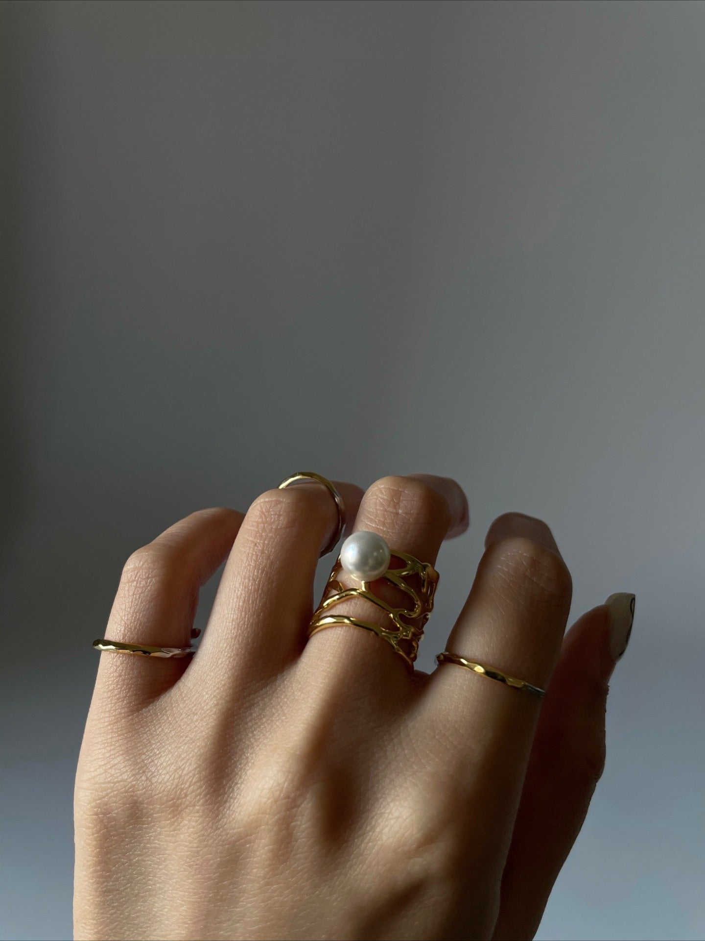 Gold and Silver Splicing Curve Ring