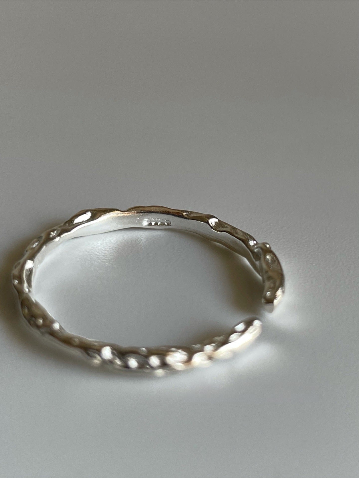 Crafted Textured Pure Silver Open Ring