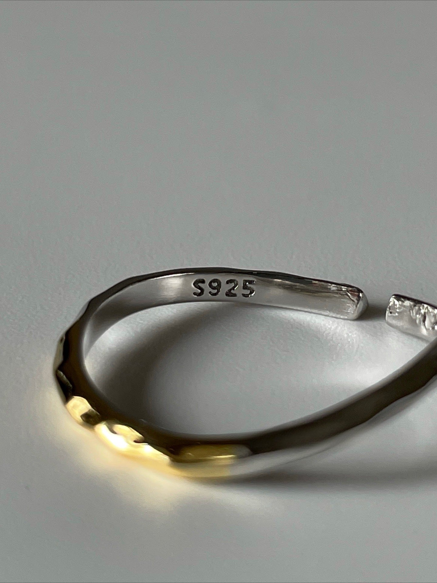 Gold and Silver Splicing Curve Ring