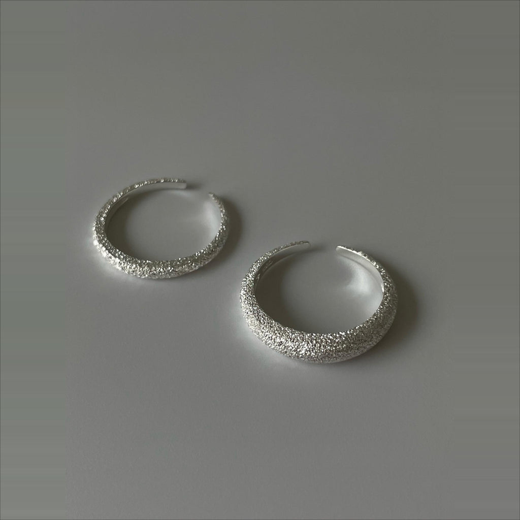 Moonlit Frost textured Silver Open Ring