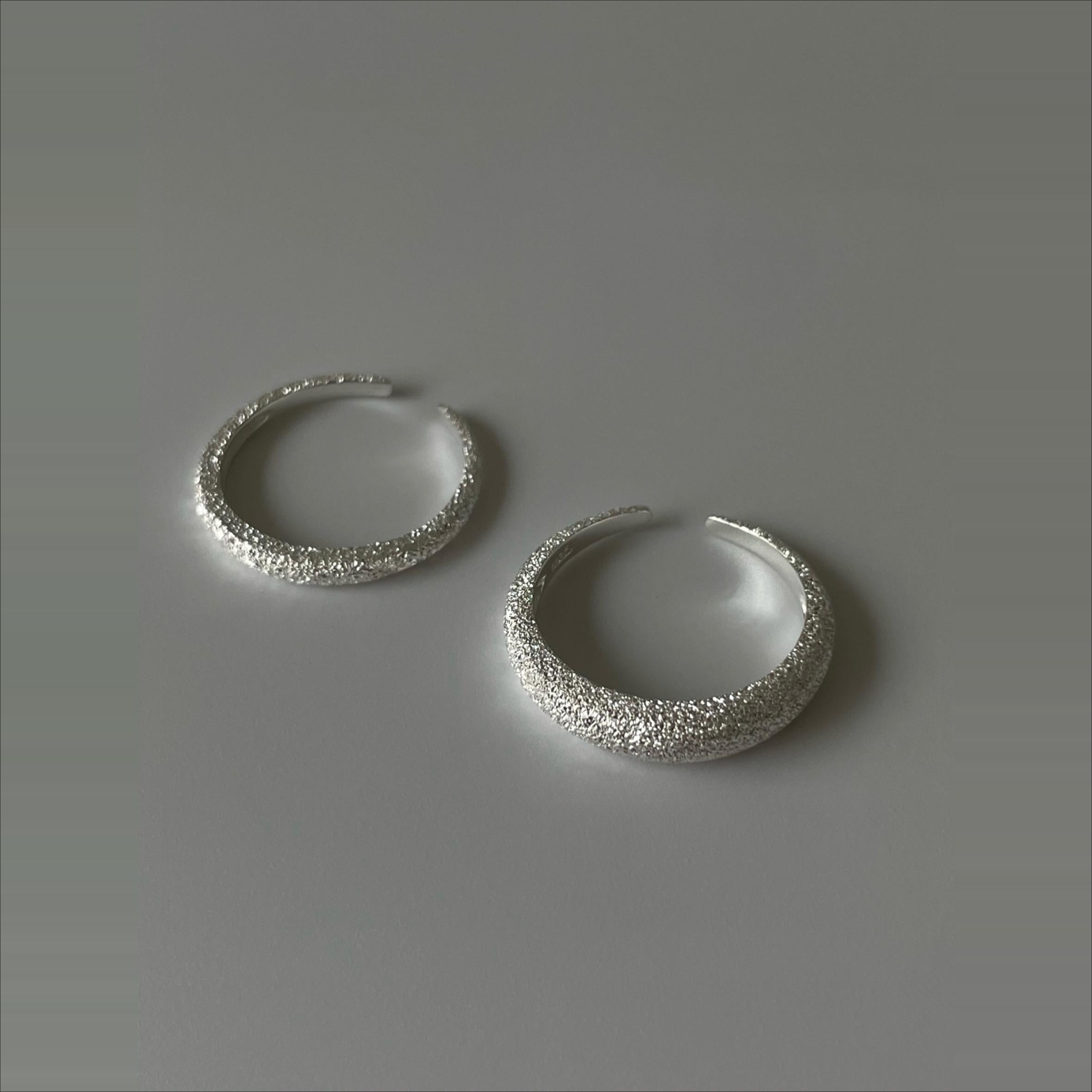Moonlit Frost textured Silver Open Ring
