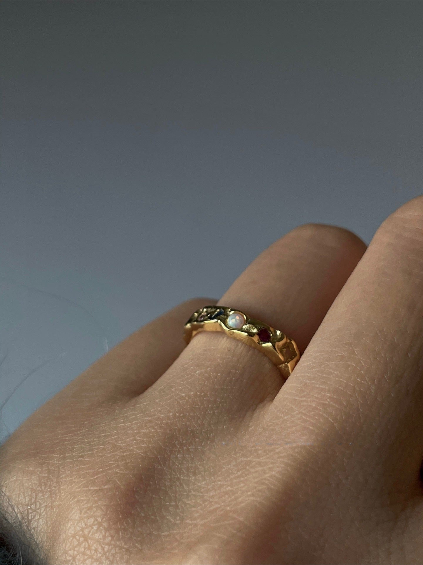 Gem Inlaid Silver Ring