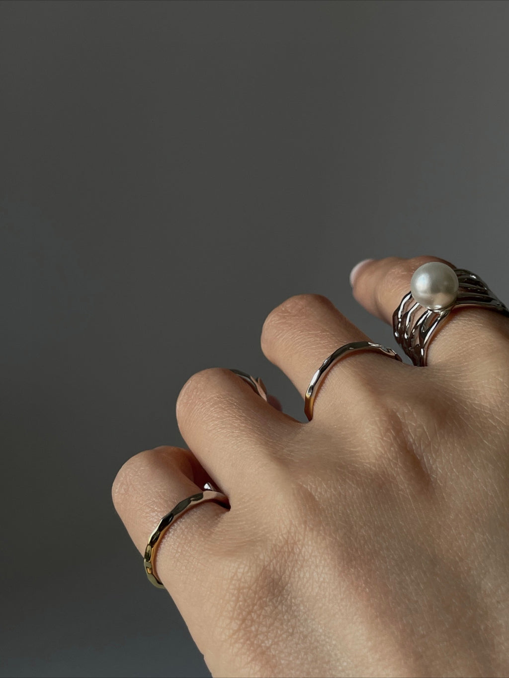 Gold and Silver Splicing Curve Ring