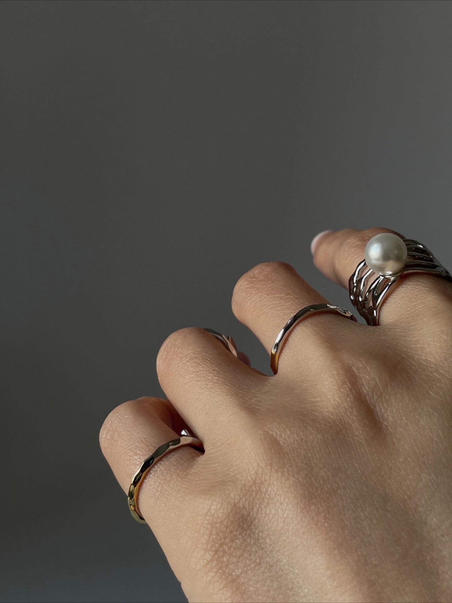Gold and Silver Splicing Curve Ring