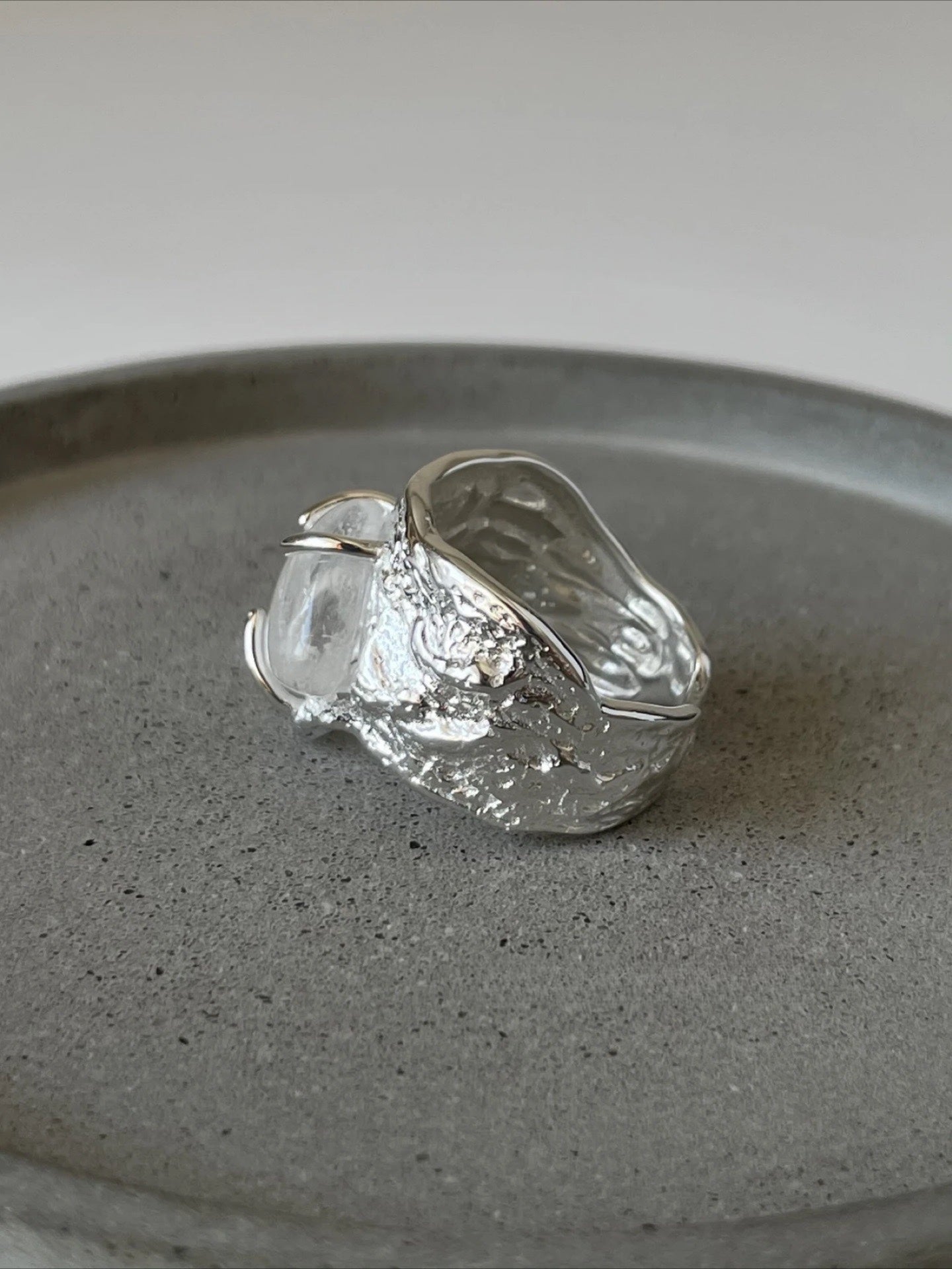 Frosted Crystal Haven Silver Ring