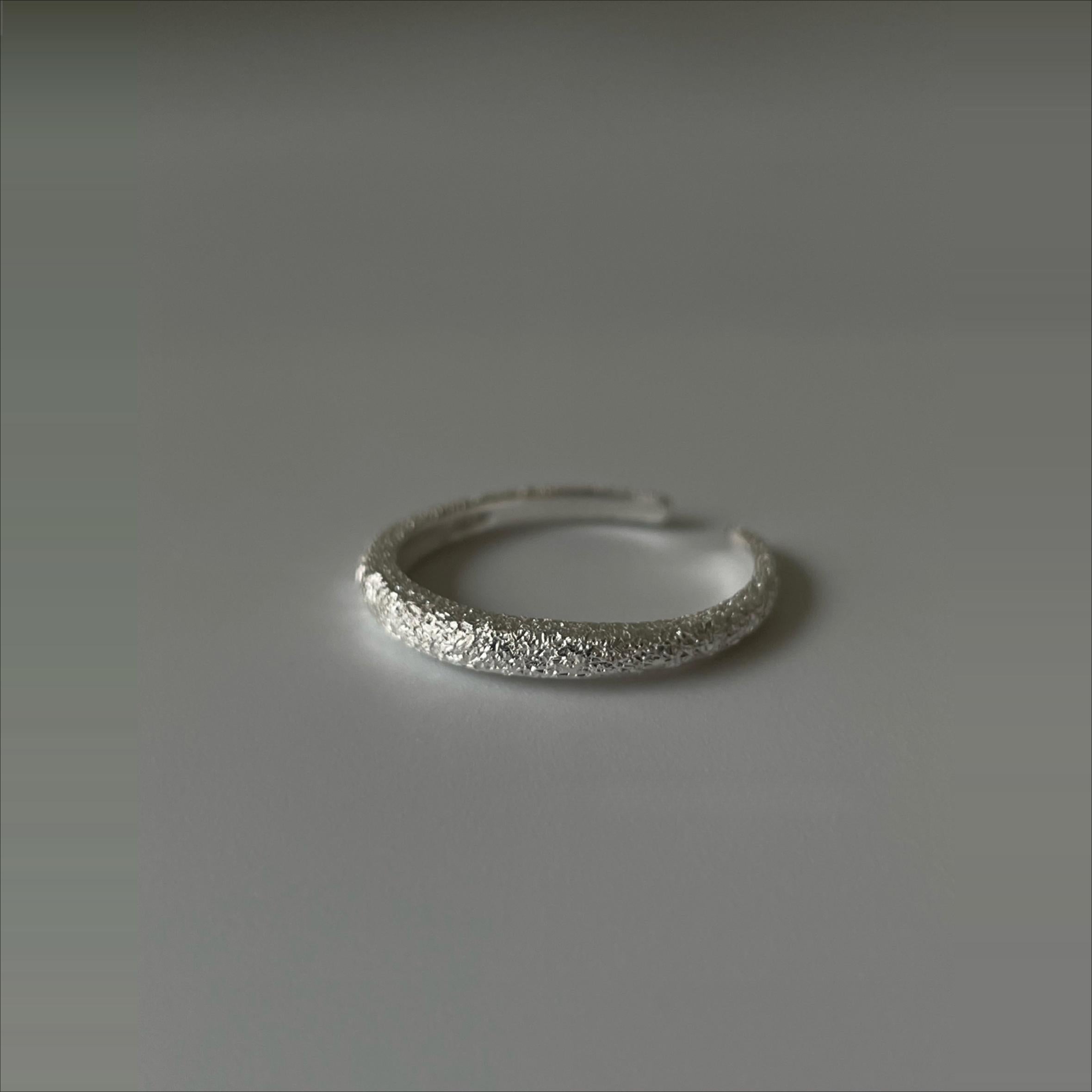 Moonlit Frost textured Silver Open Ring