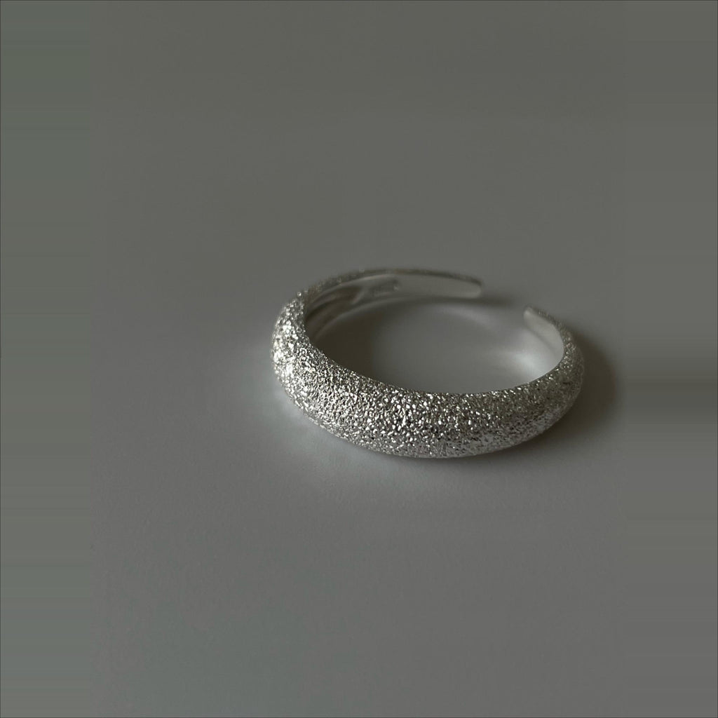 Moonlit Frost textured Silver Open Ring