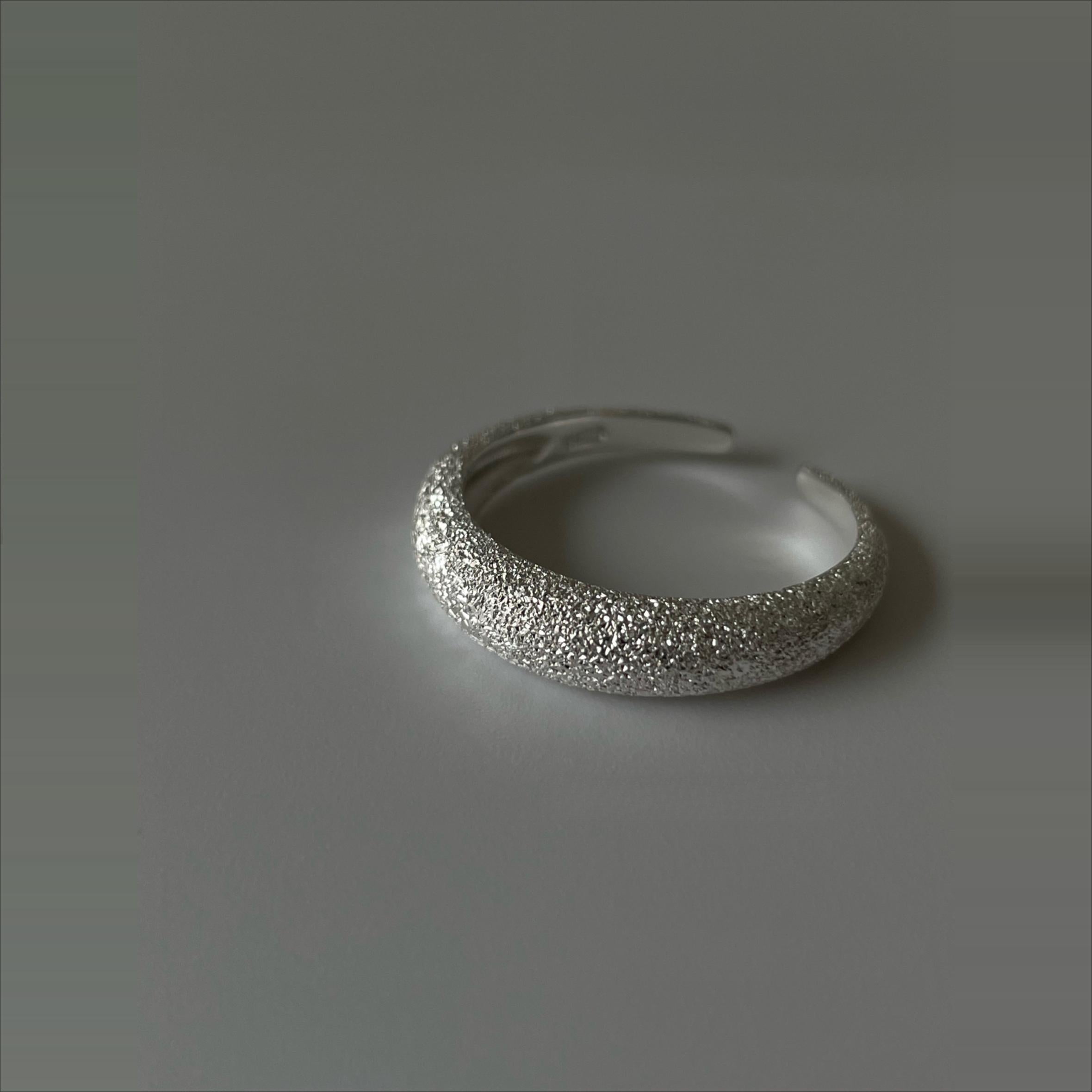 Moonlit Frost textured Silver Open Ring