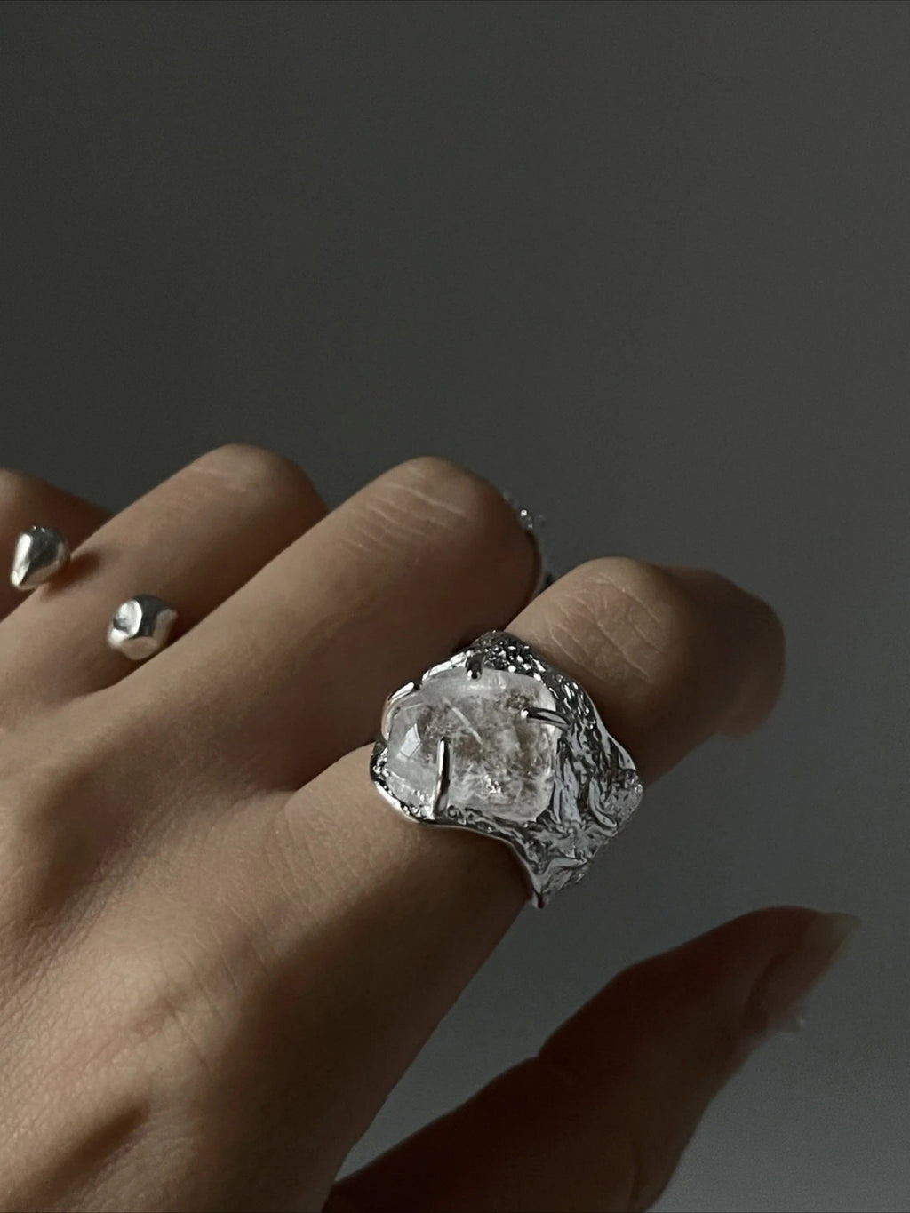 Frosted Crystal Haven Silver Ring