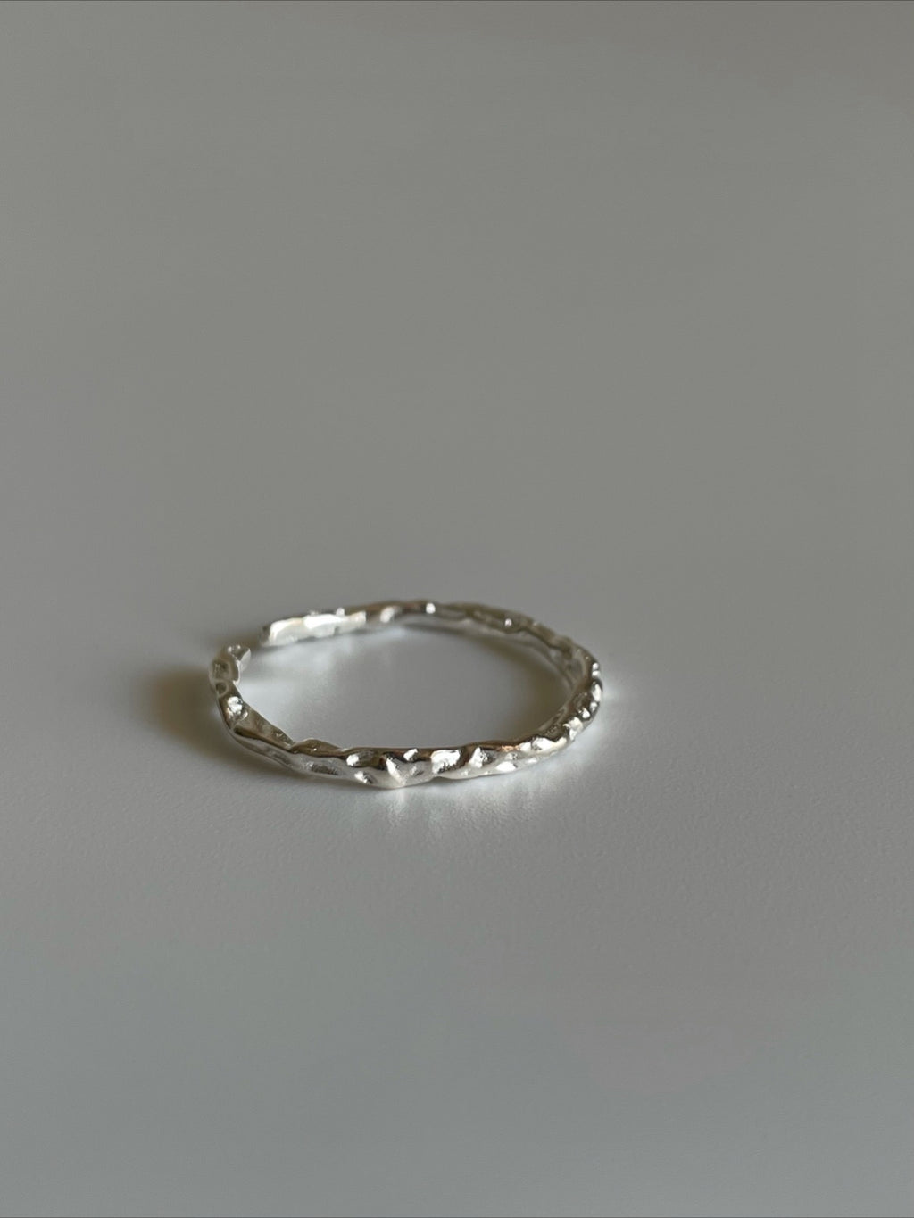 Crafted Textured Pure Silver Open Ring
