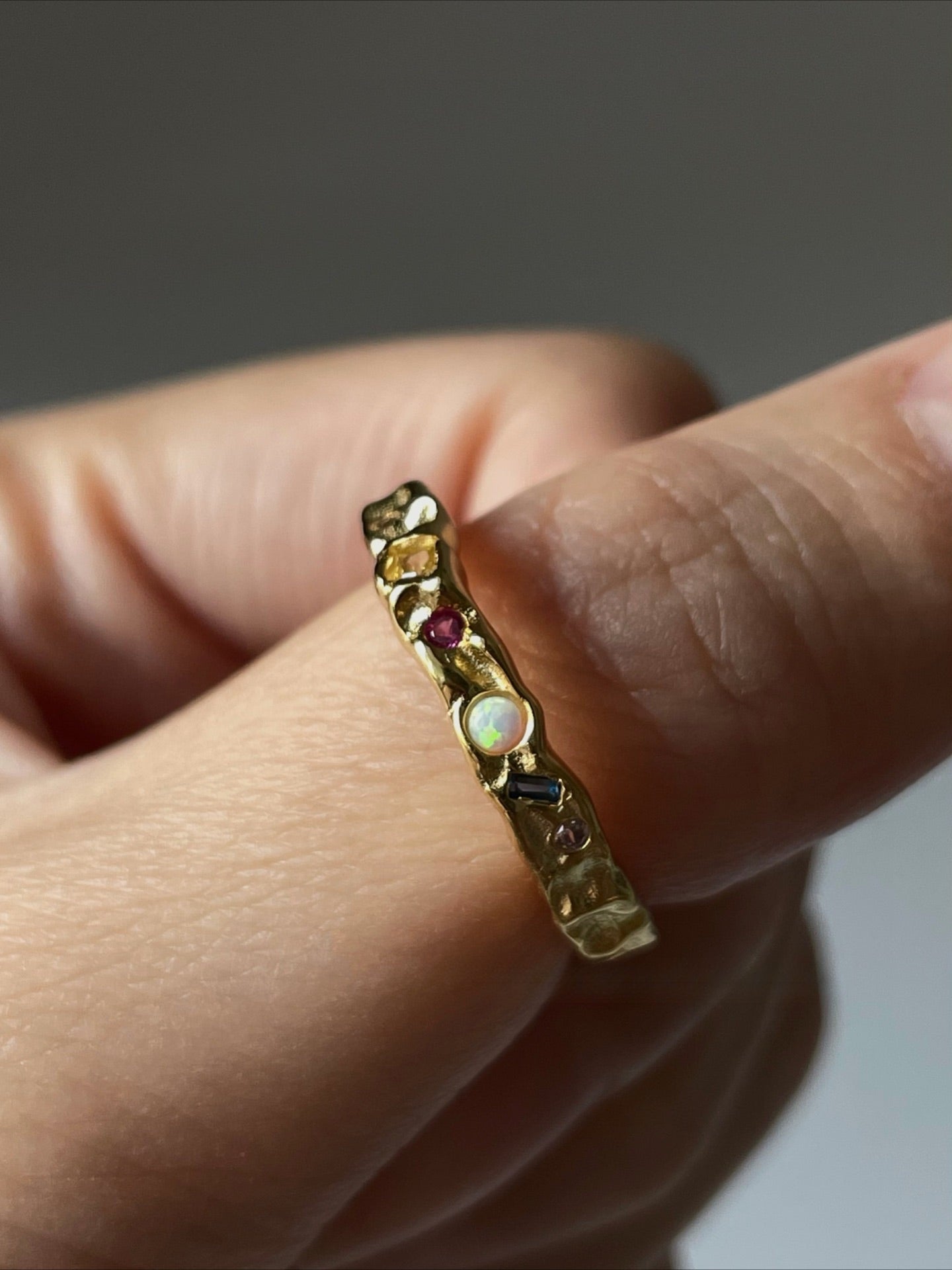 Gem Inlaid Silver Ring