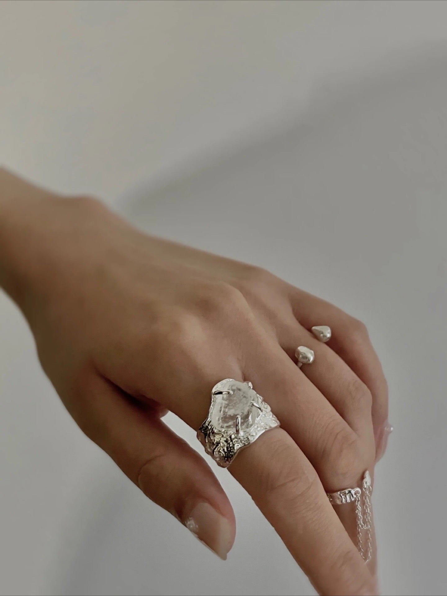 Frosted Crystal Haven Silver Ring