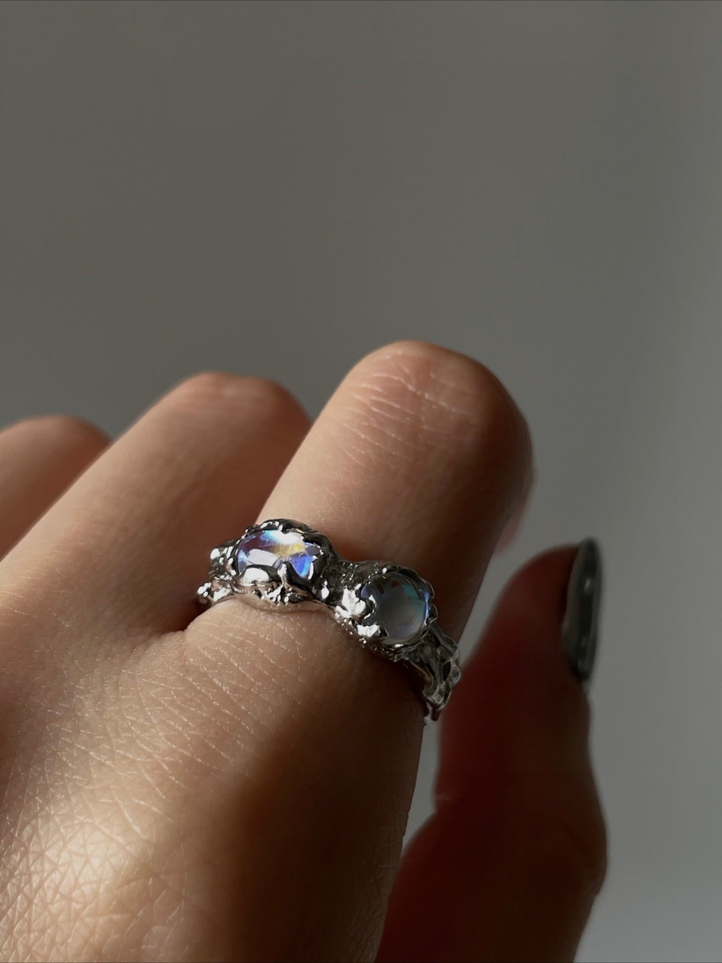 Lunar Gleam Embrace Silver Ring
