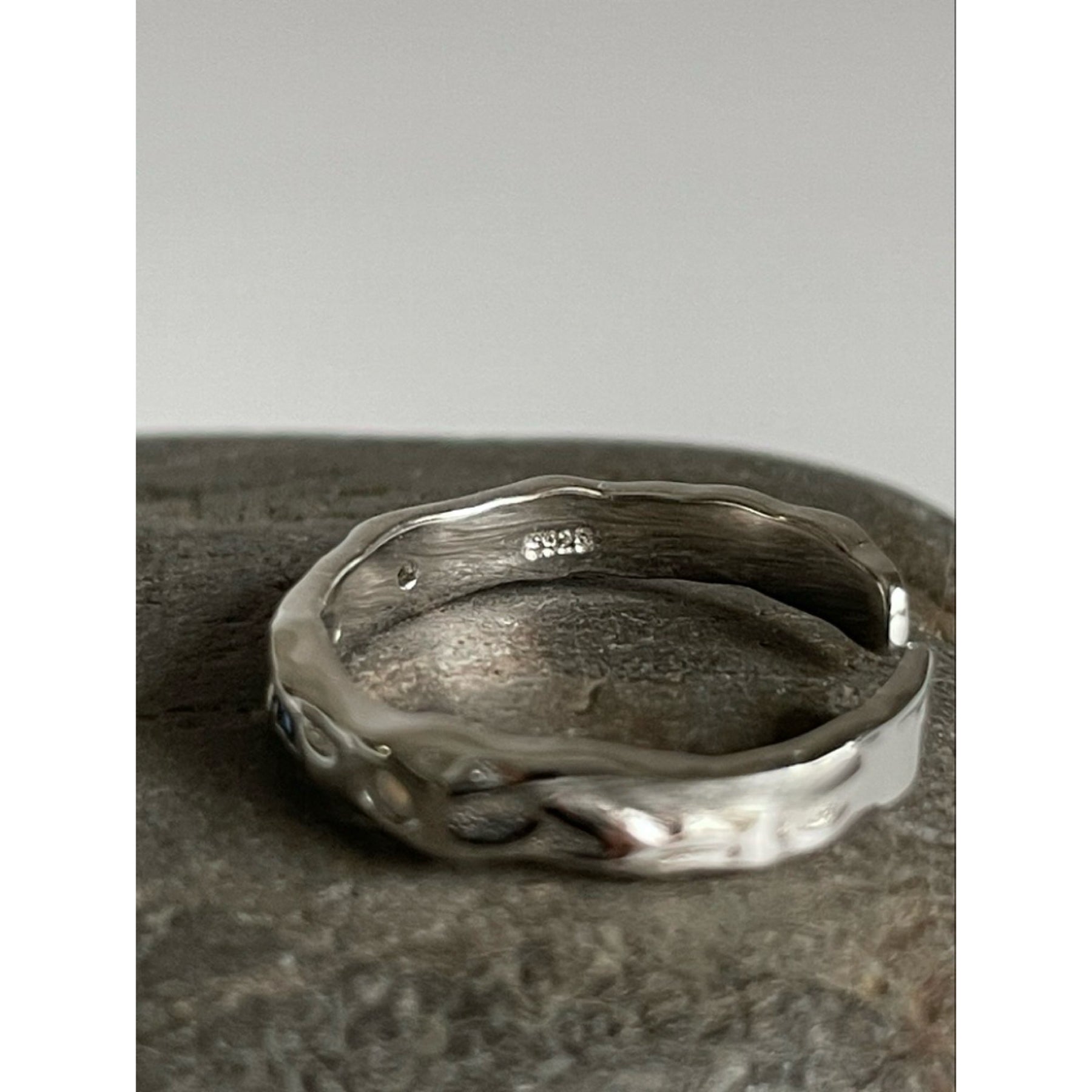 Textured Colored Zircon Silver Open Ring
